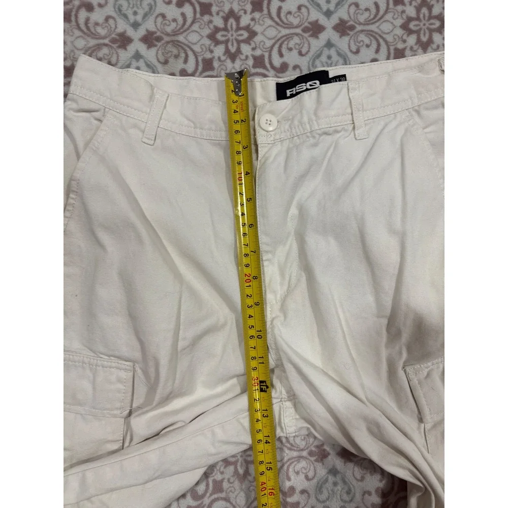 RSQ Loose Fit Cargo Pants Mens 31x30 Cream Off White Cotton Utility Wide Leg